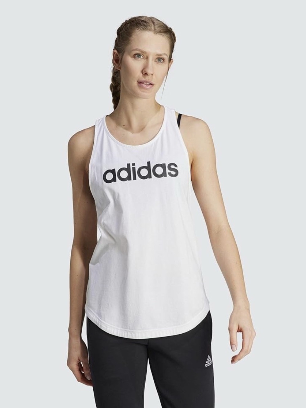 Adidas White Tank Top with Black Logo